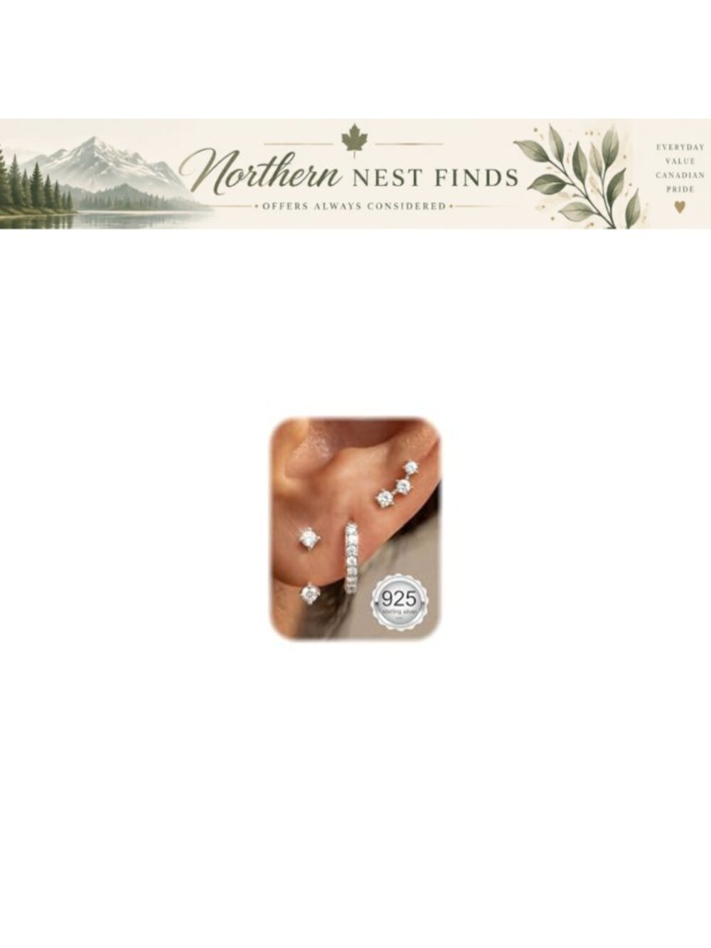Sterling Silver Earrings Set Hypoallergenic Stud Hoop Cartilage Jewelry for